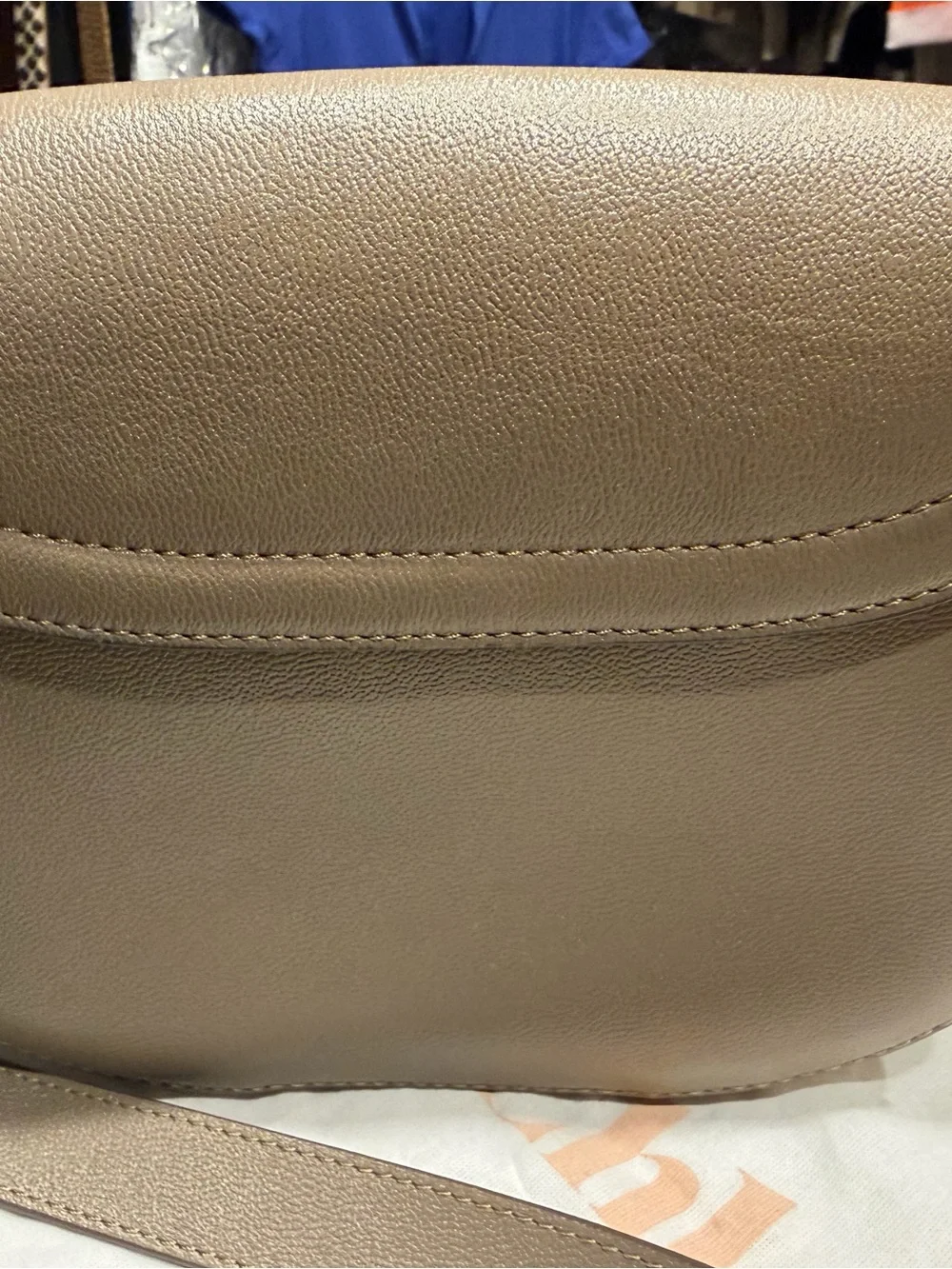 See By Chloe Taupe Leather Crossbody Mara Bag with Gold Ring Accent